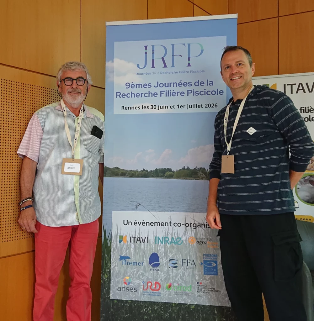 Robert Le Coat and Christophe Jaeger during the "Journées de la Recherche Filière Piscicole" (Rennes, 2026⟩