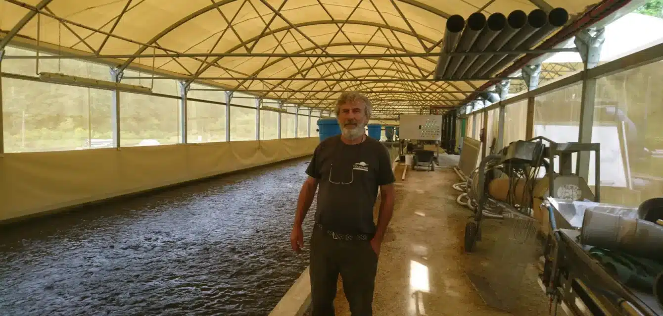 Robert Le Coat in front a the hatchery RAS in June 2020.